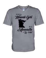 JUST A HAWAII GIRL IN A MINNESOTA WORLD V-Neck T-Shirt thumbnail