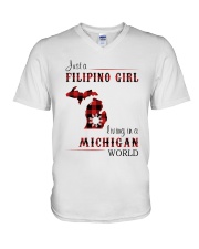 FILIPINO GIRL LIVING IN MICHIGAN WORLD V-Neck T-Shirt tile