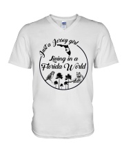 JUST A JERSEY GIRL LIVING IN A FLORIDA WORLD V-Neck T-Shirt thumbnail