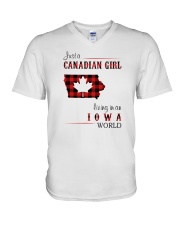 CANADIAN GIRL LIVING IN IOWA WORLD V-Neck T-Shirt thumbnail