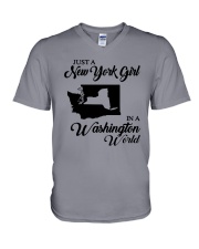JUST A NEW YORK GIRL IN A WASHINGTON WORLD V-Neck T-Shirt thumbnail