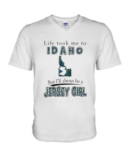 JERSEY GIRL LIFE TOOK TO IDAHO V-Neck T-Shirt tile