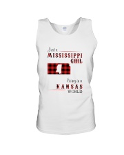MISSISSIPPI GIRL LIVING IN KANSAS WORLD Unisex Tank thumbnail