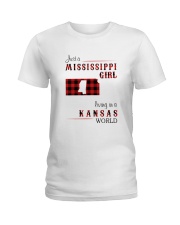 MISSISSIPPI GIRL LIVING IN KANSAS WORLD Ladies T-Shirt thumbnail
