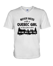 NEVER MESS WITH A QUEBEC GIRL V-Neck T-Shirt thumbnail