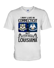 LIVE IN CONNECTICUT BEGAN IN LOUISIANA V-Neck T-Shirt tile