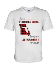 FLORIDA GIRL LIVING IN MISSOURI WORLD V-Neck T-Shirt thumbnail