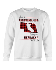 CALIFORNIA GIRL LIVING IN NEBRASKA WORLD Crewneck Sweatshirt thumbnail