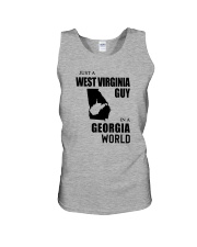 JUST A WEST VIRGINIA GUY IN A GEORGIA WORLD Unisex Tank thumbnail