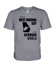 JUST A WEST VIRGINIA GUY IN A GEORGIA WORLD V-Neck T-Shirt thumbnail