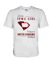 IOWA GIRL LIVING IN SOUTH CAROLINA WORLD V-Neck T-Shirt thumbnail