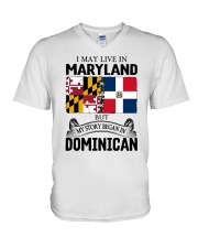 LIVE IN MARYLAND BEGAN IN DOMINICAN ROOT WOMEN V-Neck T-Shirt thumbnail