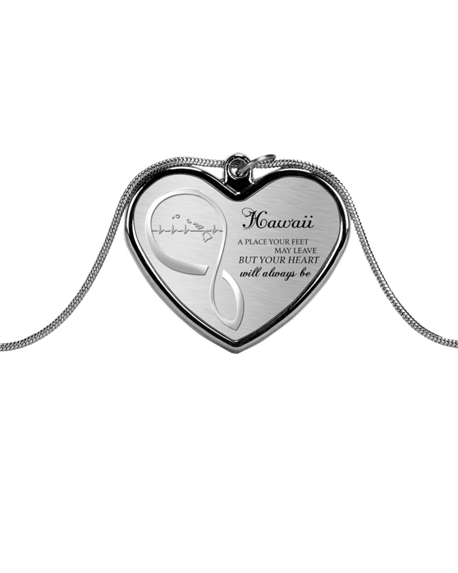 HAWAII YOUR HEART WILL ALWAYS BE Metallic Heart Necklace