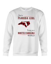 FLORIDA GIRL LIVING IN NORTH CAROLINA WORLD Crewneck Sweatshirt thumbnail