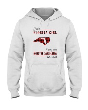 FLORIDA GIRL LIVING IN NORTH CAROLINA WORLD Hooded Sweatshirt thumbnail