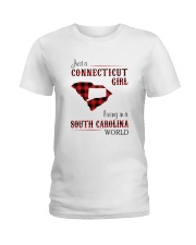 CONNECTICUT GIRL LIVING IN SOUTH CAROLINA WORLD Ladies T-Shirt tile