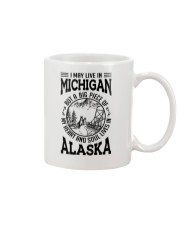 LIVE IN MICHIGAN HEART AND SOUL IN ALASKA Mug tile