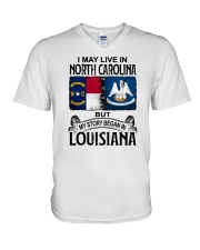 LIVE IN NORTH CAROLINA BEGAN IN LOUISIANA V-Neck T-Shirt thumbnail