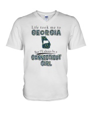 CONNECTICUT GIRL LIFE TOOK TO GEORGIA V-Neck T-Shirt tile