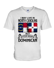 LIVE IN NORTH CAROLINA BEGAN IN DOMINICAN V-Neck T-Shirt tile