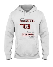 COLORADO GIRL LIVING IN OKLAHOMA WORLD Hooded Sweatshirt tile