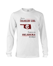COLORADO GIRL LIVING IN OKLAHOMA WORLD Long Sleeve Tee tile