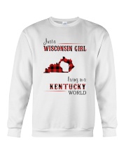 WISCONSIN GIRL LIVING IN KENTUCKY WORLD Crewneck Sweatshirt thumbnail