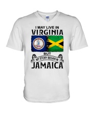 LIVE IN VIRGINIA BEGAN IN JAMAICA V-Neck T-Shirt thumbnail
