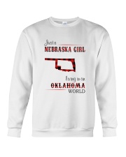 NEBRASKA GIRL LIVING IN OKALHOMA WORLD Crewneck Sweatshirt thumbnail