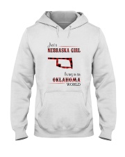 NEBRASKA GIRL LIVING IN OKALHOMA WORLD Hooded Sweatshirt thumbnail