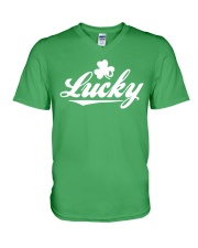 Rhode Island Map Lucky V-Neck T-Shirt tile