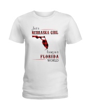 NEBRASKA GIRL LIVING IN FLORIDA WORLD Ladies T-Shirt thumbnail
