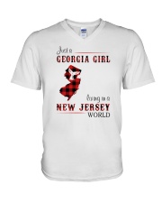 GEORGIA GIRL LIVING IN NEW JERSEY WORLD V-Neck T-Shirt tile
