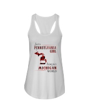 PENNSYLVANIA GIRL LIVING IN MICHIGAN WORLD Ladies Flowy Tank tile