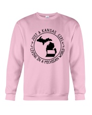 KANSAS GIRL LIVING IN MICHIGAN WORLD Crewneck Sweatshirt tile