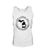 KANSAS GIRL LIVING IN MICHIGAN WORLD Unisex Tank tile