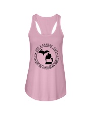 KANSAS GIRL LIVING IN MICHIGAN WORLD Ladies Flowy Tank tile