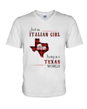 ITALIAN GIRL LIVING IN TEXAS WORLD V-Neck T-Shirt tile