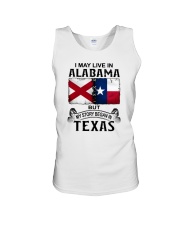 LIVE IN ALABAMA BEGAN IN TEXAS Unisex Tank tile