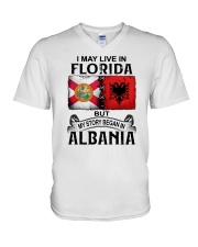 LIVE IN FLORIDA BEGAN IN ALBANIA V-Neck T-Shirt thumbnail