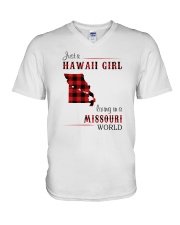 HAWAII GIRL LIVING IN MISSOURI WORLD V-Neck T-Shirt thumbnail