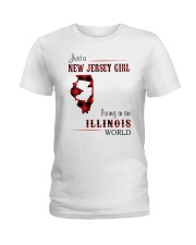 JERSEY GIRL LIVING IN ILLINOIS WORLD Ladies T-Shirt thumbnail