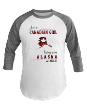 CANADIAN GIRL LIVING IN ALASKA WORLD Baseball Tee tile