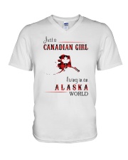 CANADIAN GIRL LIVING IN ALASKA WORLD V-Neck T-Shirt tile