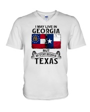 LIVE IN GEORGIA BUT MY STORY BEGAN IN TEXAS V-Neck T-Shirt tile