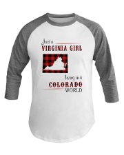 VIRGINIA GIRL LIVING IN COLORADO WORLD Baseball Tee thumbnail
