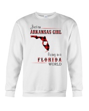 ARKANSAS GIRL LIVING IN FLORIDA WORLD Crewneck Sweatshirt tile