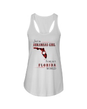 ARKANSAS GIRL LIVING IN FLORIDA WORLD Ladies Flowy Tank tile