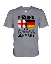 LIVE IN ENGLAND BEGAN IN GERMANY V-Neck T-Shirt tile