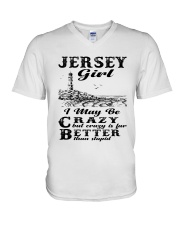 Jersey Girl I May Be Crazy V-Neck T-Shirt tile